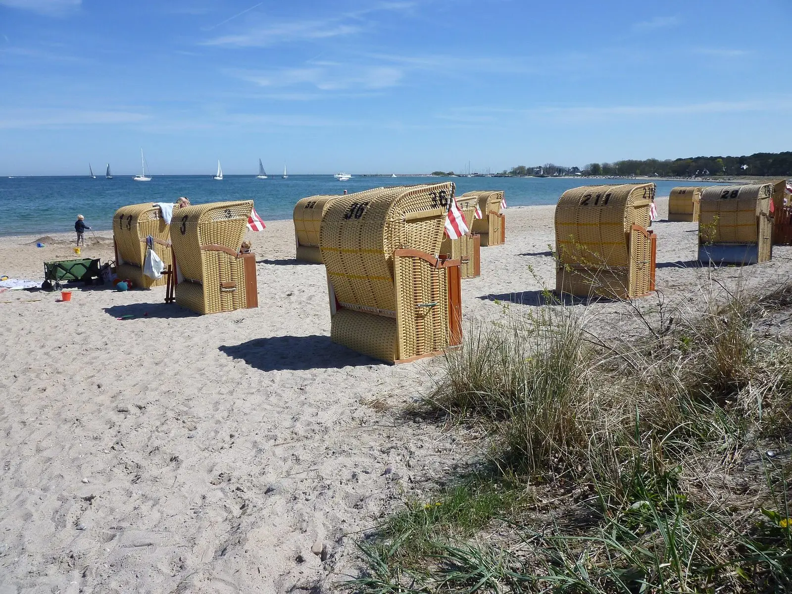 Strandkörbe am Sandstrand von Niendorf/Ostsee mit Strandhafer