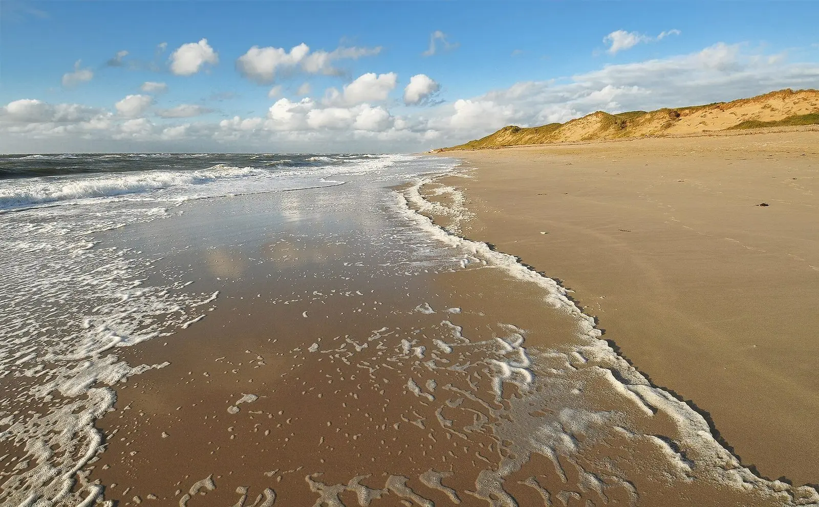 Brandung und Dünen am Weststrand des Ellenbogens bei List